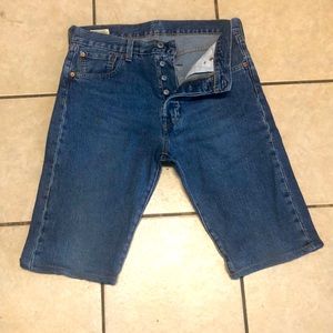 LEVI’S Premium 501 BIG E Button Fly Womens Denim LONG SHORTS 32!